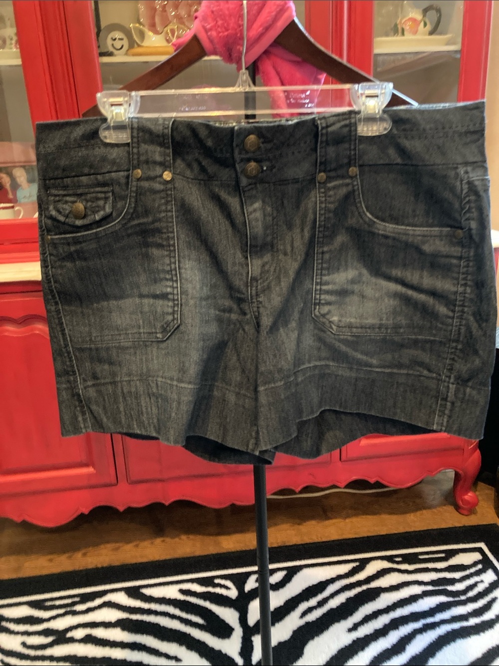 Women's Dark Gray Denim Shorts - Classic Casual